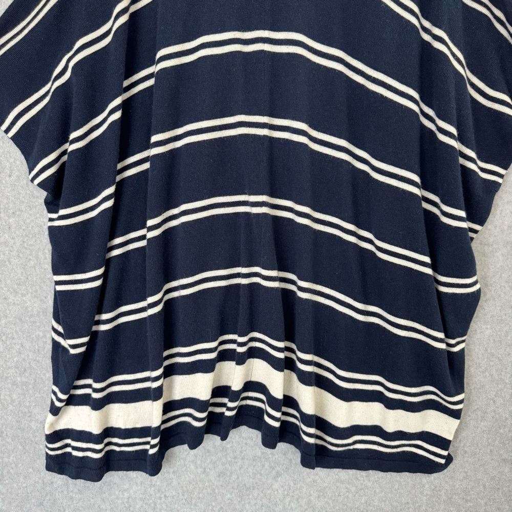 Lauren Ralph Lauren Silk Cashmere Poncho Sweater Blue White Striped Small Petite - Picture 11 of 16